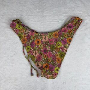 Wild Fable Bikini Bottom Women XL Multicolor Floral Extra Cheeky Beaded Side-Tie